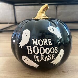 Black Gold Ceramic Ghost Pumpkin More Boos Please